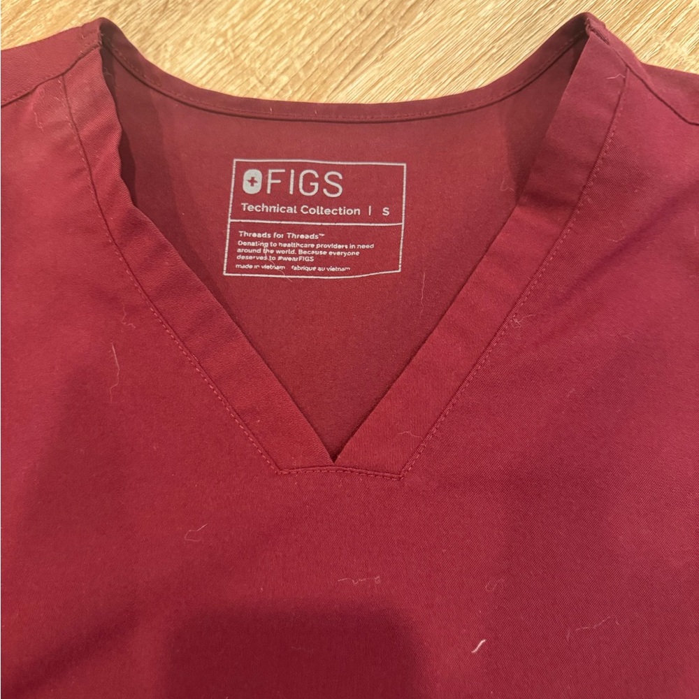Figs burgundy scrub top